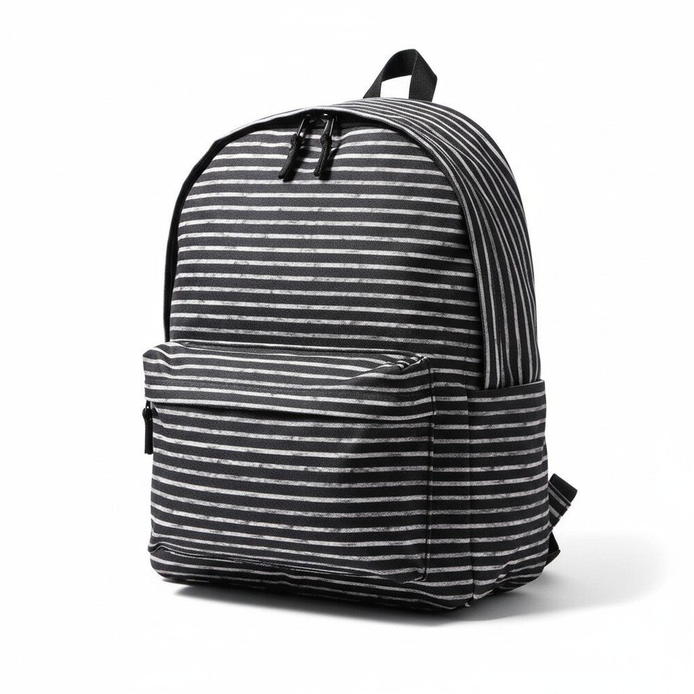 Mossimo Black & White Striped Nylon Laptop Backpack Bag